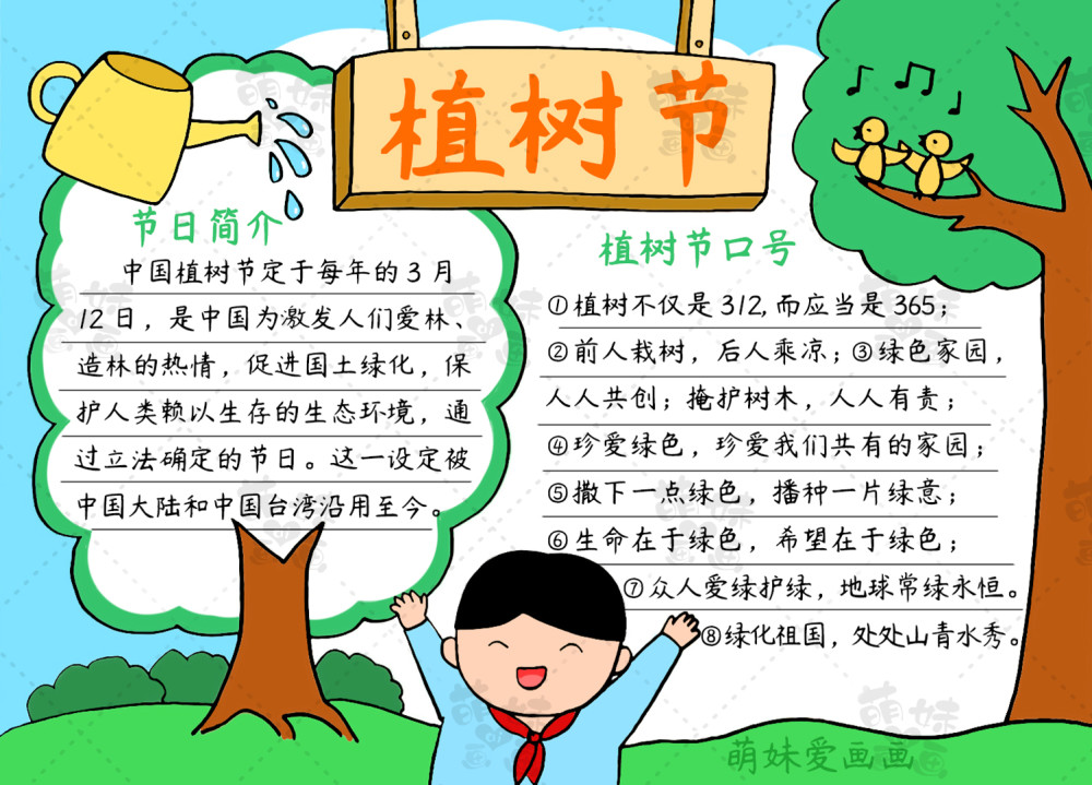 含内容的小学生植树节手抄报,简单又漂亮,老师布置的