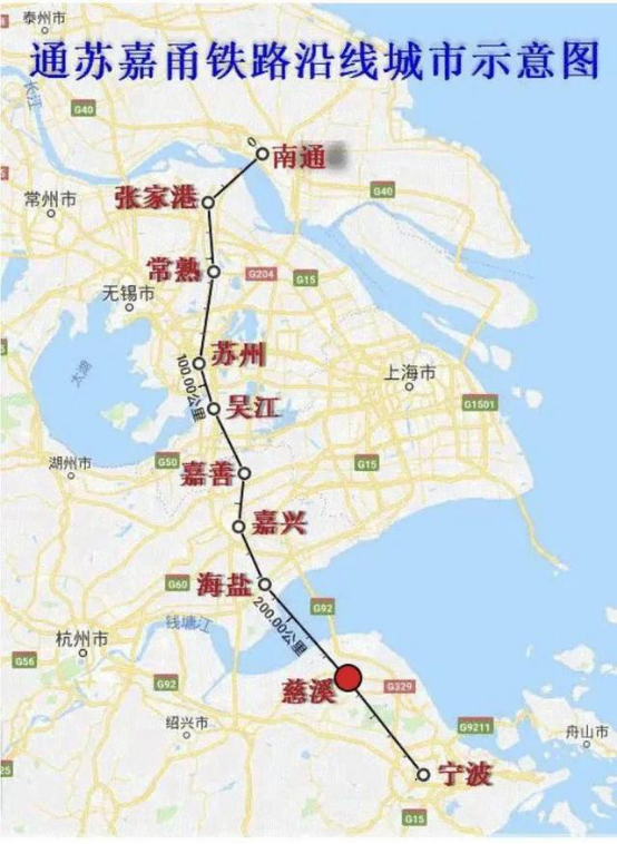 跨越长江,经苏州市,嘉兴市后跨越杭州湾,经慈溪市引入宁波枢纽