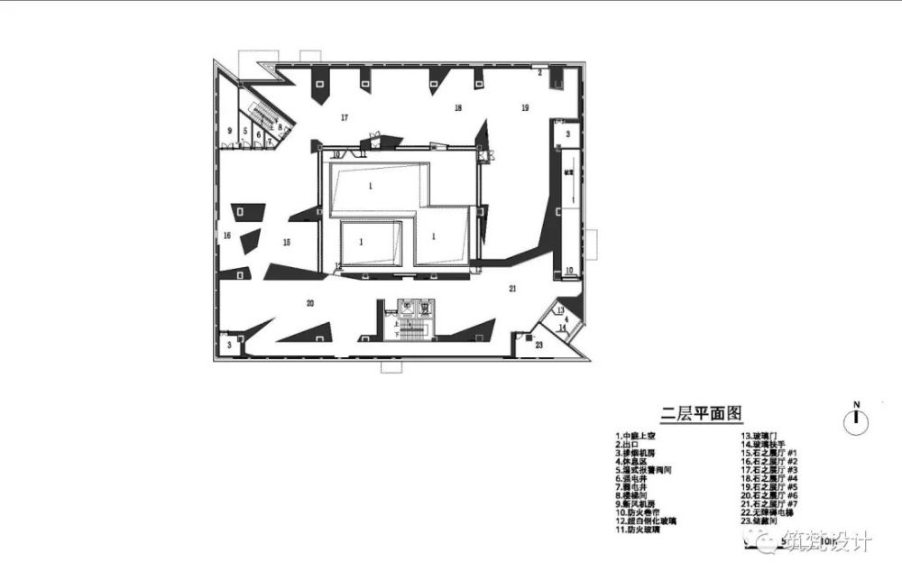 新旧结合以及晶体墙的构成 剖面图 类别: 博物馆 建筑设计:atelier