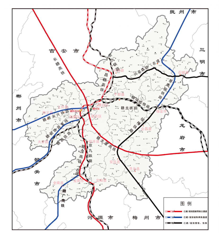 赣州全南未来机场,高速公路,水运,铁路规划示意图来了