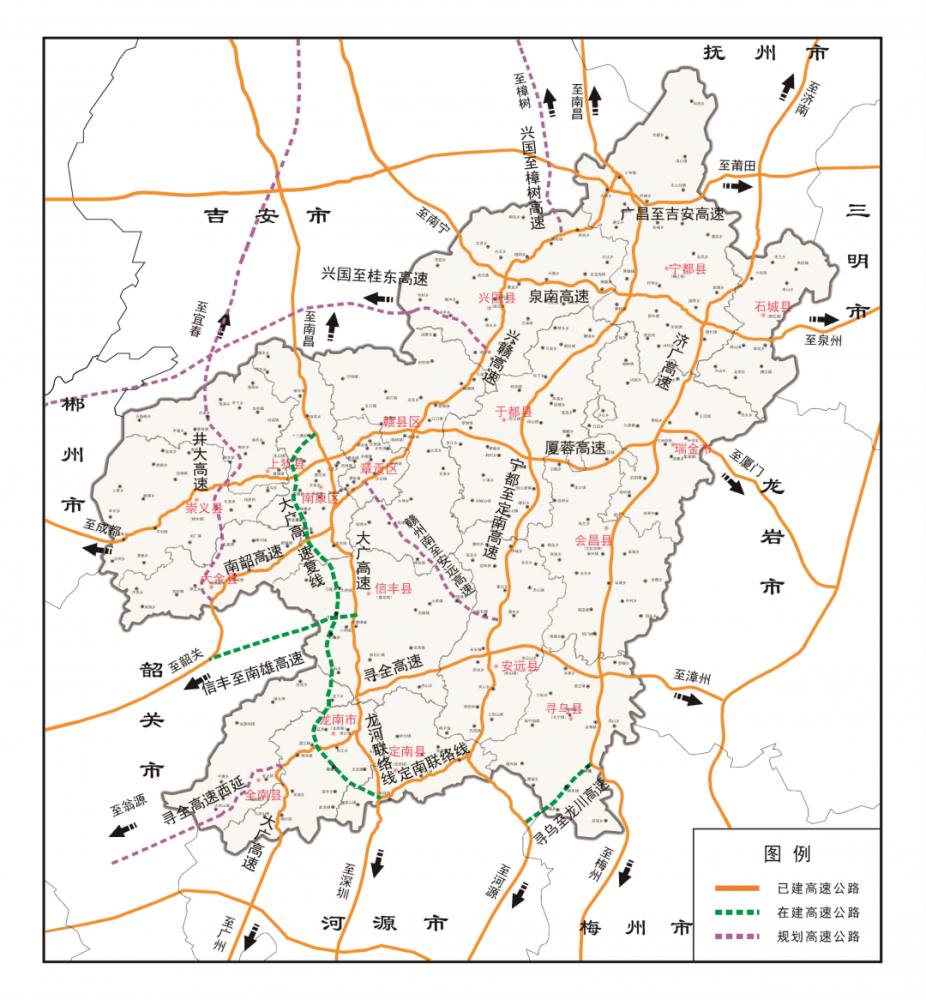 赣州全南未来机场高速公路水运铁路规划示意图来了