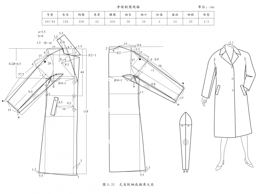 连帽风衣纸样_中长款连帽风衣外套女(3)