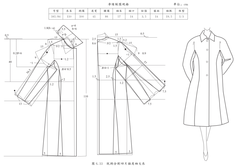 风衣基本纸样_风衣纸样图