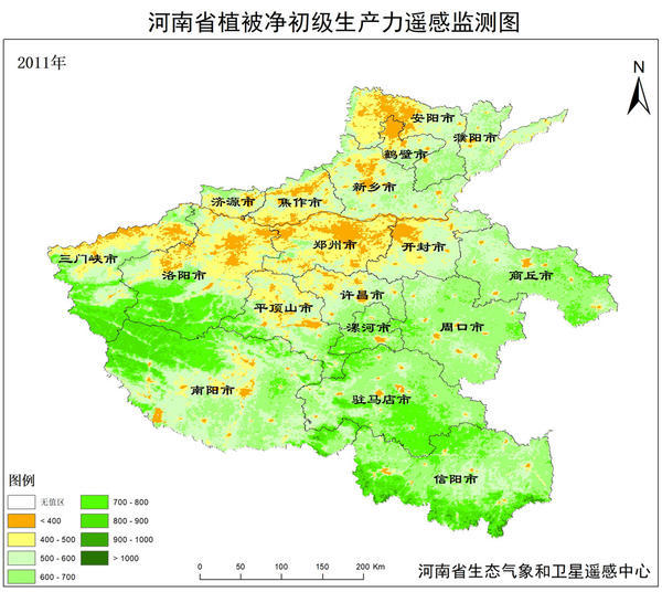 河南省2011年植被净初级生产力(npp)