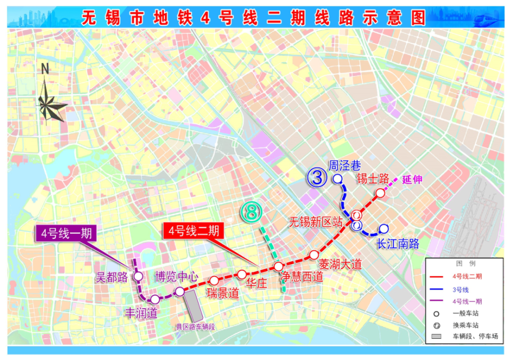 共6座车站,全部为地下站,不新建场段,主变电所,利用既有无锡地铁线网