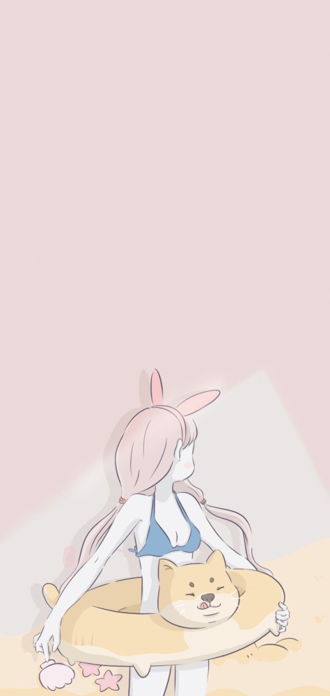 少女心粉色小兔子壁纸