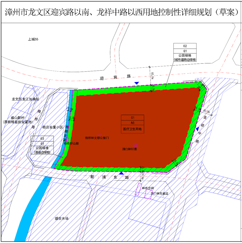 漳州市中医院新院区选址于龙文区 迎宾路以南,龙祥中路以西,规划总