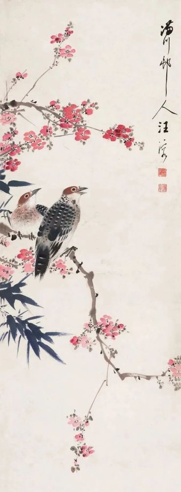 汪慎生擅花鸟,山水,尤以花鸟著名,能工笔亦能写意,而以小写意花鸟画最