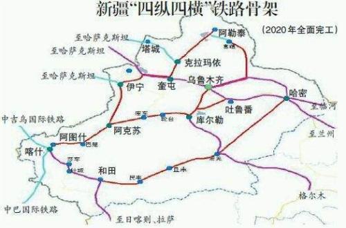 阿额铁路,成库铁路,和日铁路(新藏铁路)和伊阿铁路(伊宁至阿克苏铁路)