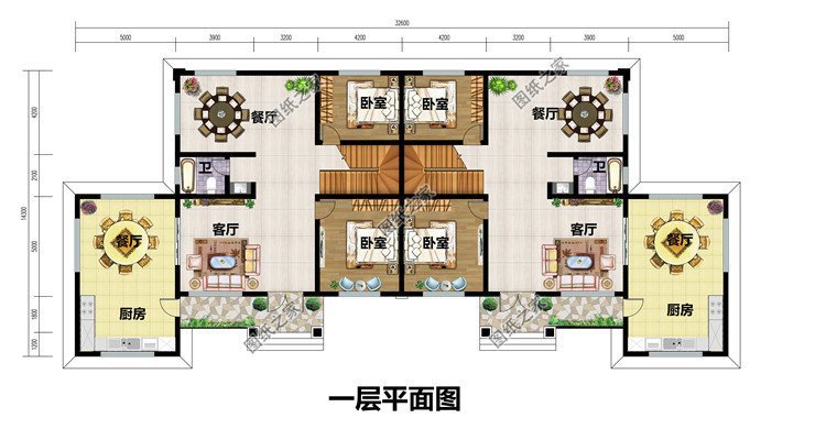 农村二层双拼别墅户型图兄弟心齐家庭和睦