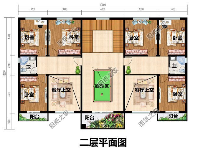 农村二层双拼别墅户型图,兄弟心齐,家庭和睦