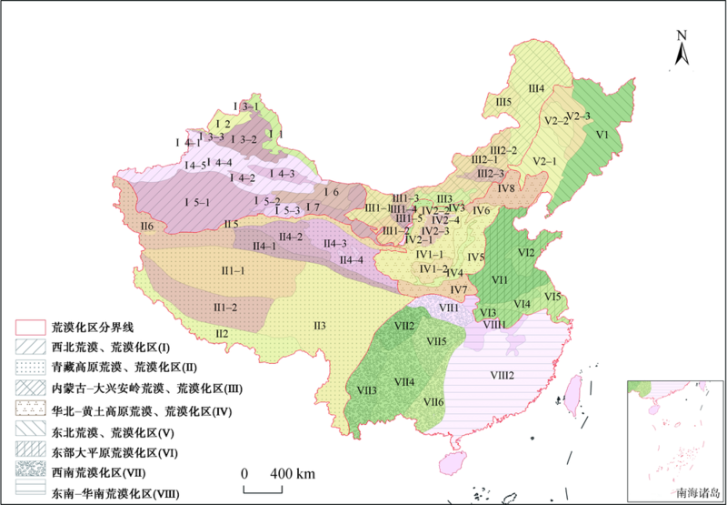 北方地区的新疆,内蒙古,西藏,青海,甘肃是荒漠化土地主要分布区,占