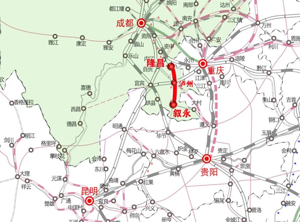 项目北连成渝铁路,南接在建叙毕铁路,毕黄铁路,规划黄百铁路,是西部