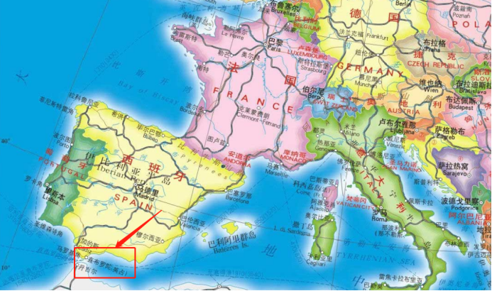 当大家查看欧洲地图的时候,就会发现在西班牙的最南端竟然有一块属于