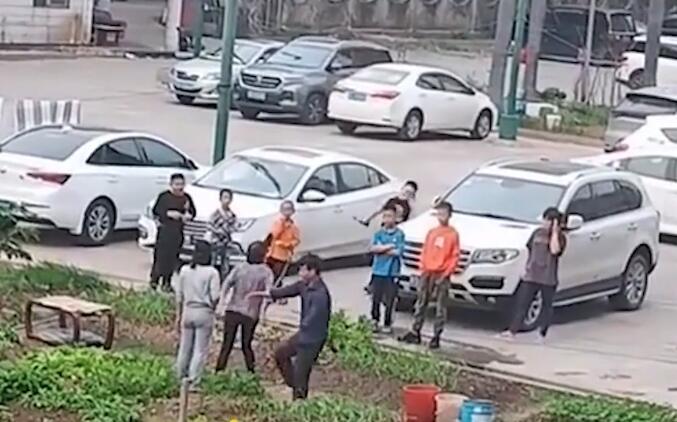 大妈因公共菜地与人发生争吵,一边打自己屁股一边骂架