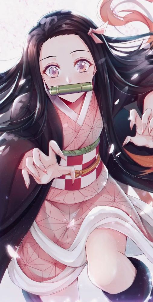 手机壁纸鬼灭之刃祢豆子动漫手绘精美高清手机壁纸2