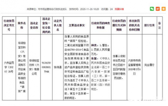 华润怡宝去年因采购不合格银耳被通报ceo张伟通知道吗