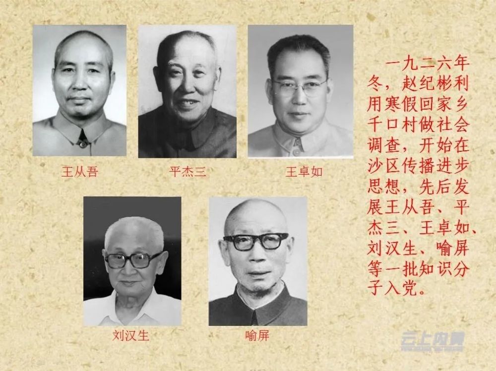 1927年春,刘汉生,赵子云,刘玉峰,王从吾,王卓如,平杰三,喻屏等分别在