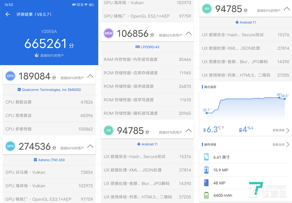 笔者使用安兔兔进行跑分测试,成绩如下所示:iqoo neo5采用的是高通