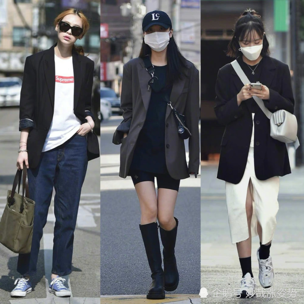 韩国街拍/时髦大气的西装搭配韩国女生时髦大气的西装