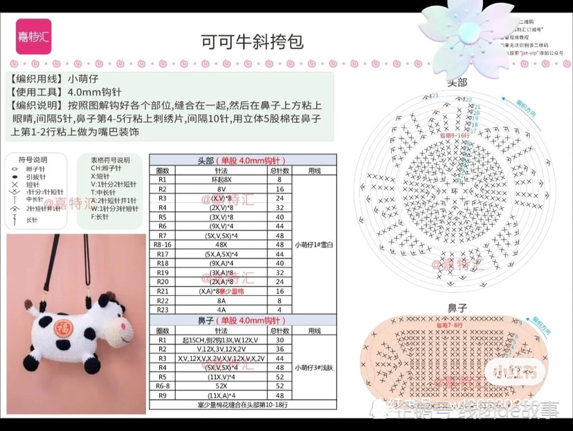 钩针图解,可可牛斜挎包