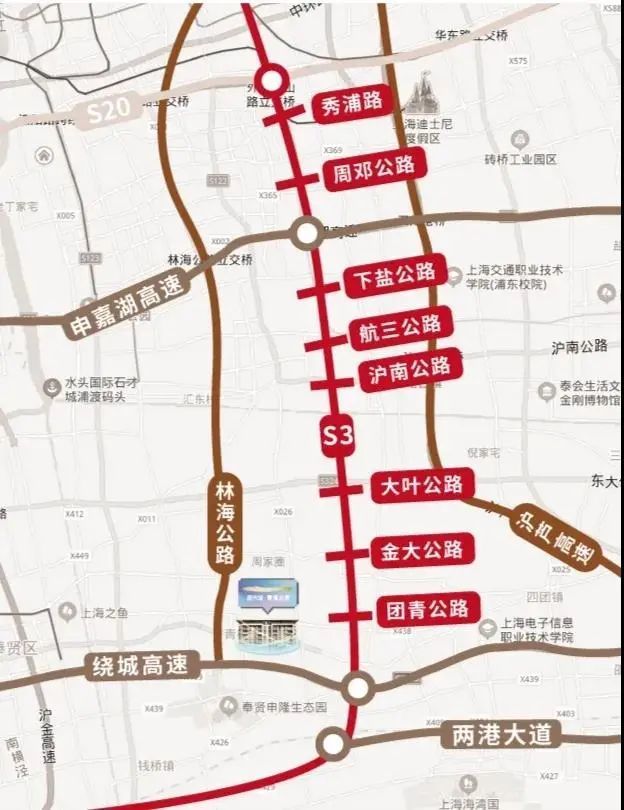 北边连接内环罗山高架路 南侧无缝对接上海绕城高速 林海公路直通杨高