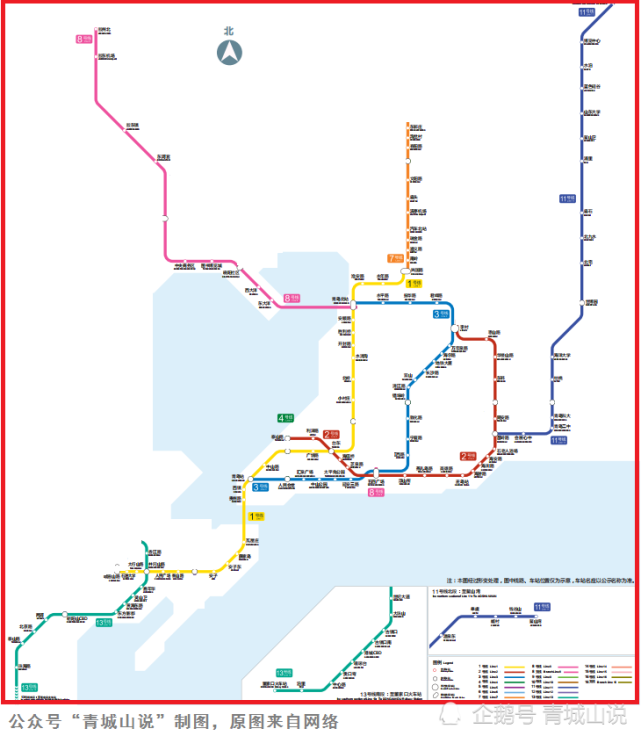 上述问题1号线南段都解决了,这是1号线南段通车后的青岛地铁线路图:上