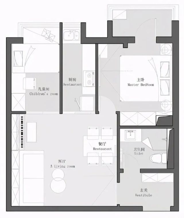 两房一厅,每一平都被安排得明白,简单