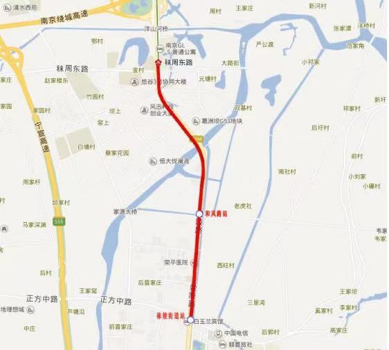 3号线三期新建段由秣周东路站接出,向南至秣陵街道站, 设2座地下站,全