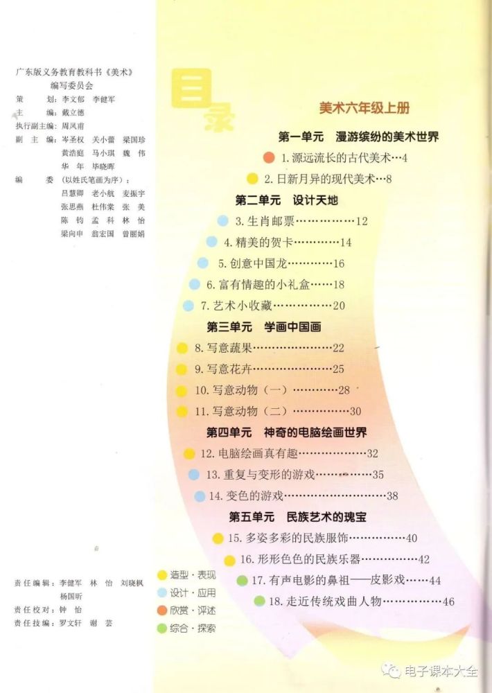 岭南版美术六年级上册┃电子课本