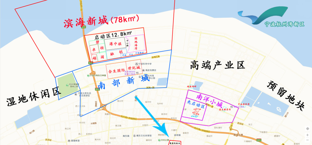 宁波杭州湾滨海新城于2016年10月规划建设全面启动,规划建设面积约78