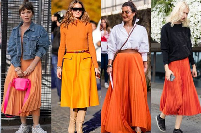 下面来着重介绍: 橙色裙子与"匹配"的7种颜色