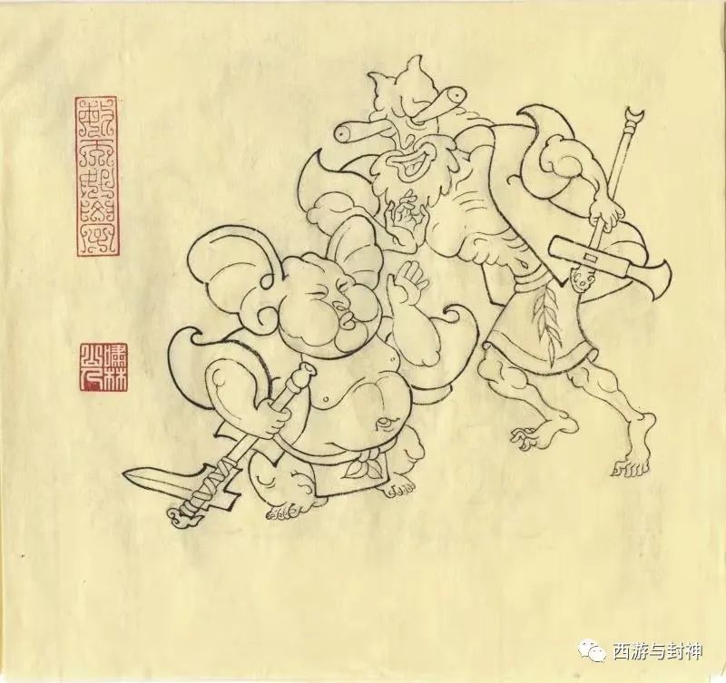 陈奇,郑伦(都骑避水金睛兽,按哼哈二将都气息充沛,画成鼓气的青蛙和