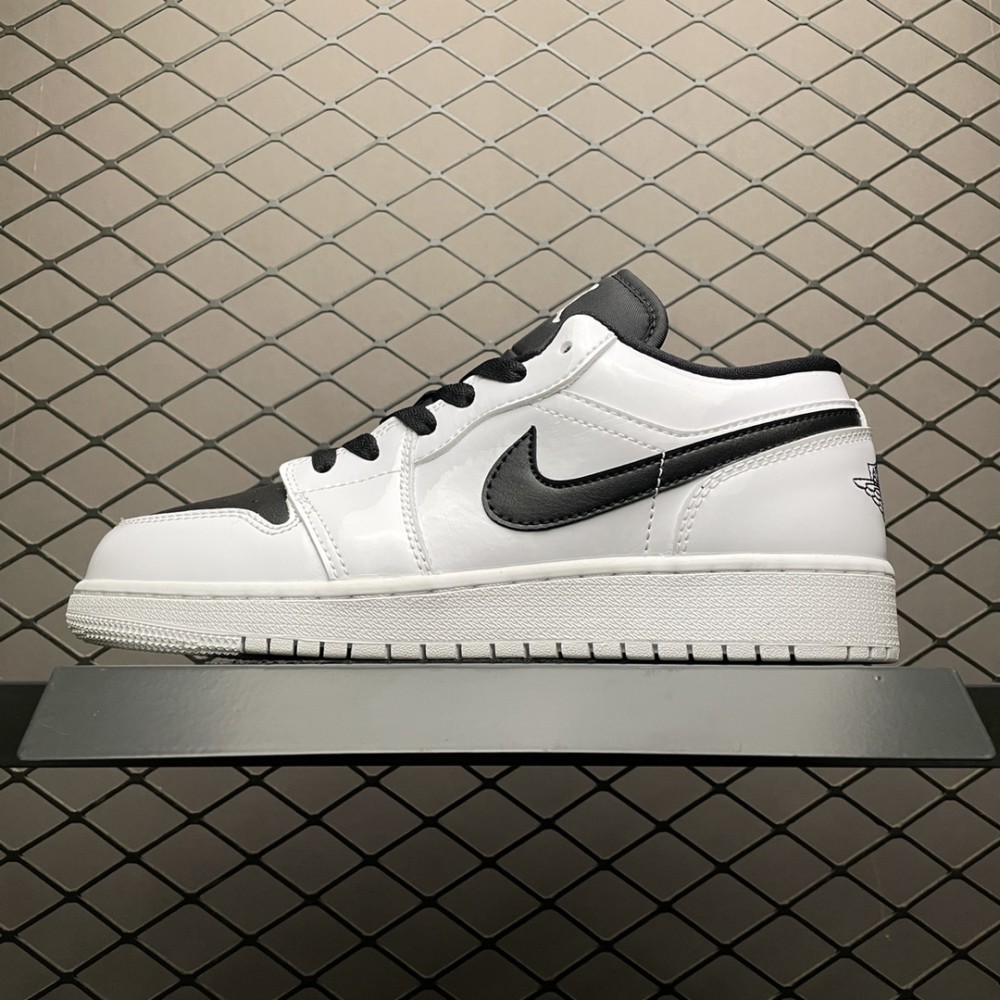 air jordan 1 low aj1乔1低帮文化漆皮白黑篮球鞋