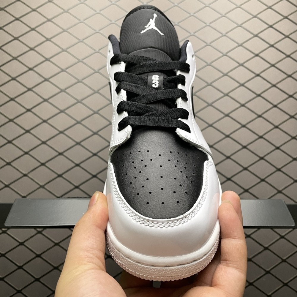 air jordan 1 low aj1乔1低帮文化漆皮白黑篮球鞋