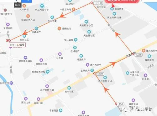 明日起遂宁这两条公交路线临时调整线路