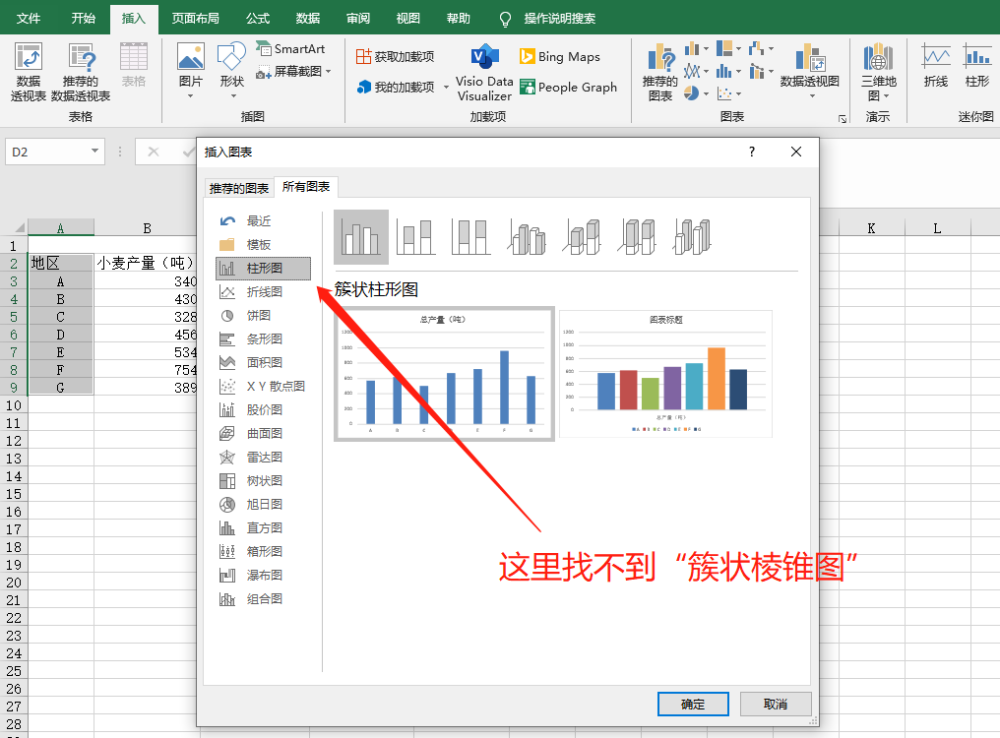 考试重点excel2016怎么插入簇状棱锥图簇状水平圆柱图分离型三维饼图