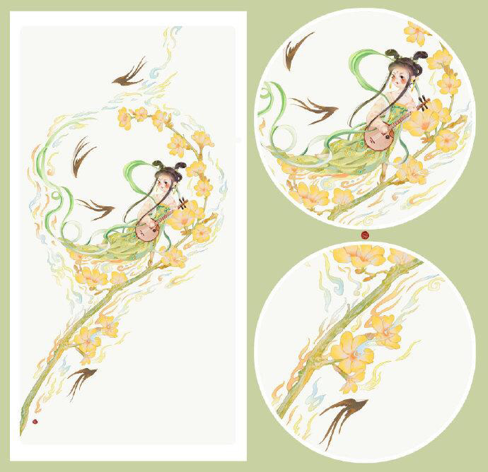 好看的春夏秋冬四季拟人古风插画