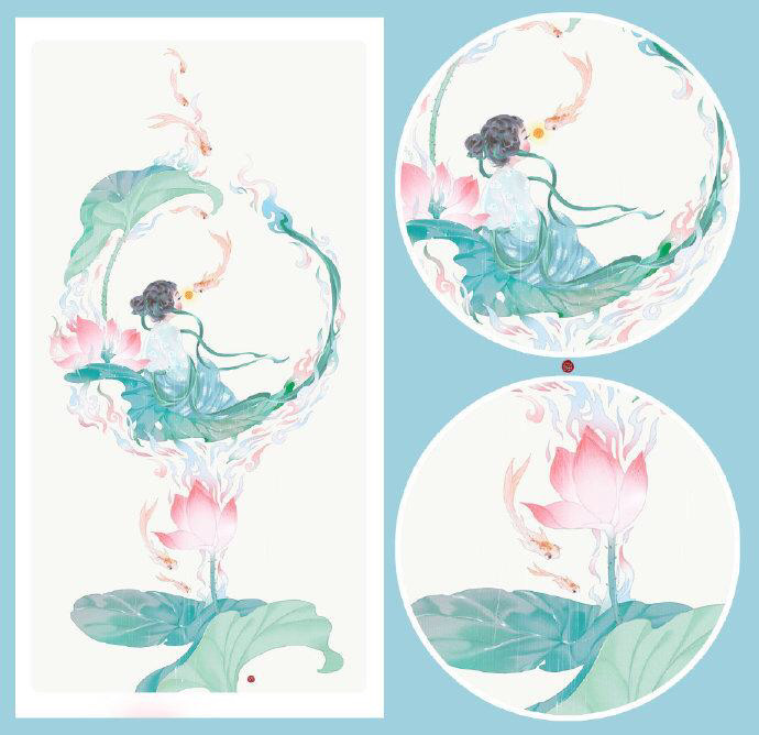 好看的春夏秋冬四季拟人古风插画