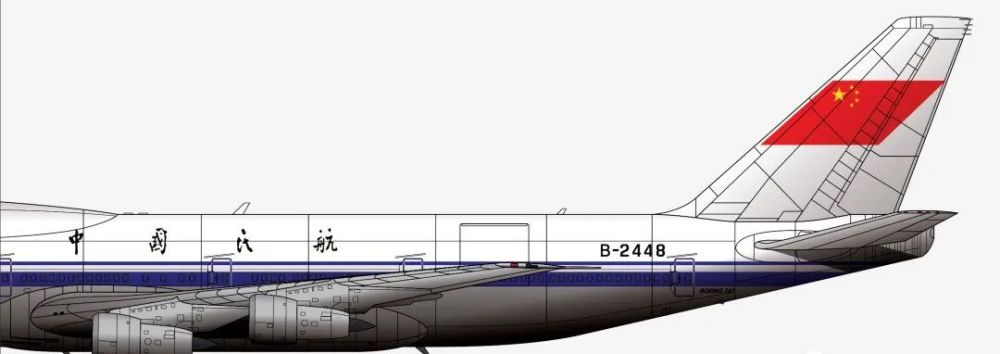 本厂长绘制的中国民航涂装的b-2448号波音747-200客机细节3