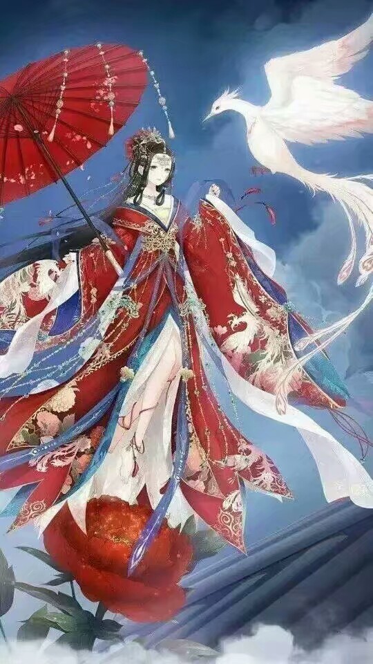 古风红衣女子 图片