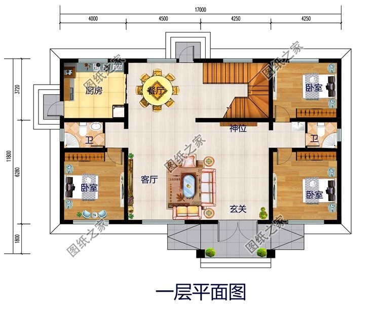 农村四开间二层楼房设计图,这种布局真不错,让你挑不出任何毛病