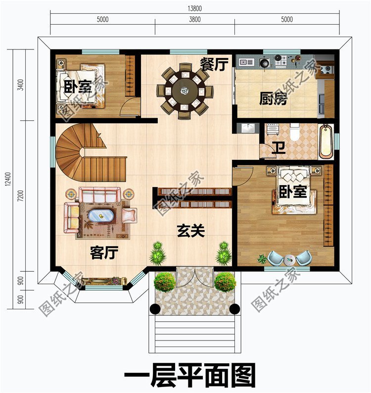 卧室x4,卫生间,露台,阳台; 第三款:120平方米新农村欧式时尚二层别墅