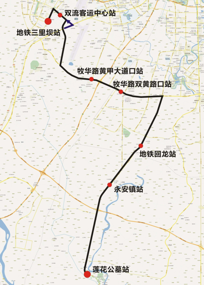 双流客运中心站,牧华路黄甲大道口站,牧华路双黄路口站,地铁回龙站