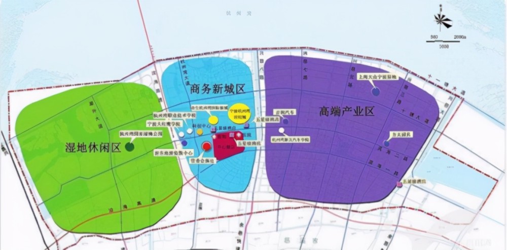 杭州湾新区空间布局: 宁波杭州湾新区规划陆域面积356平方公里,辖1个