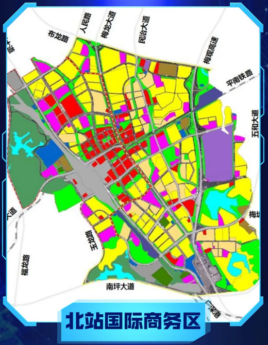 34平方公里,规上企业产值近600亿元,拥有深圳北站这一大湾区特大型