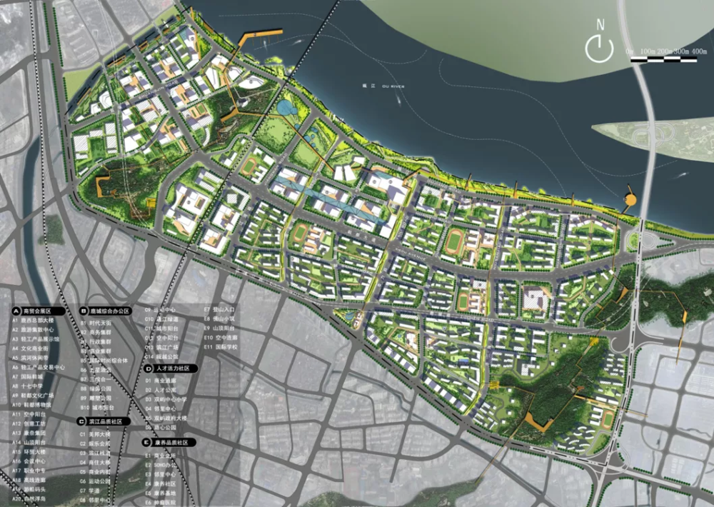 中国鞋都·中央涂单元城市设计示意图 (3)沿江重点区块城市设计深化