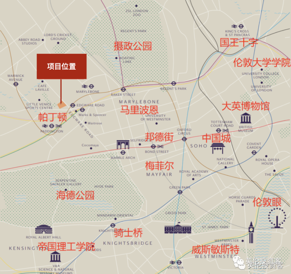 项目往南便是伦敦的 帕丁顿区,这里除了四通八达的交通