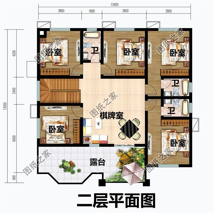 13乘13米占地方 正 的自建房平面图,现代布局,错过可惜