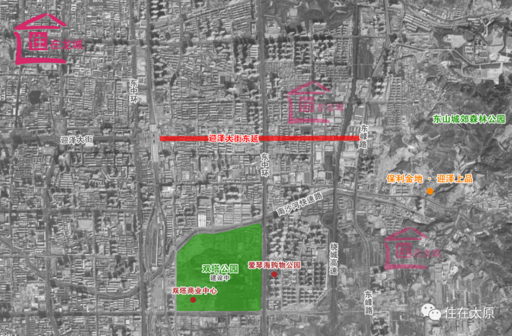 迎泽大街东延(双塔北路—东峰路)工程位置图